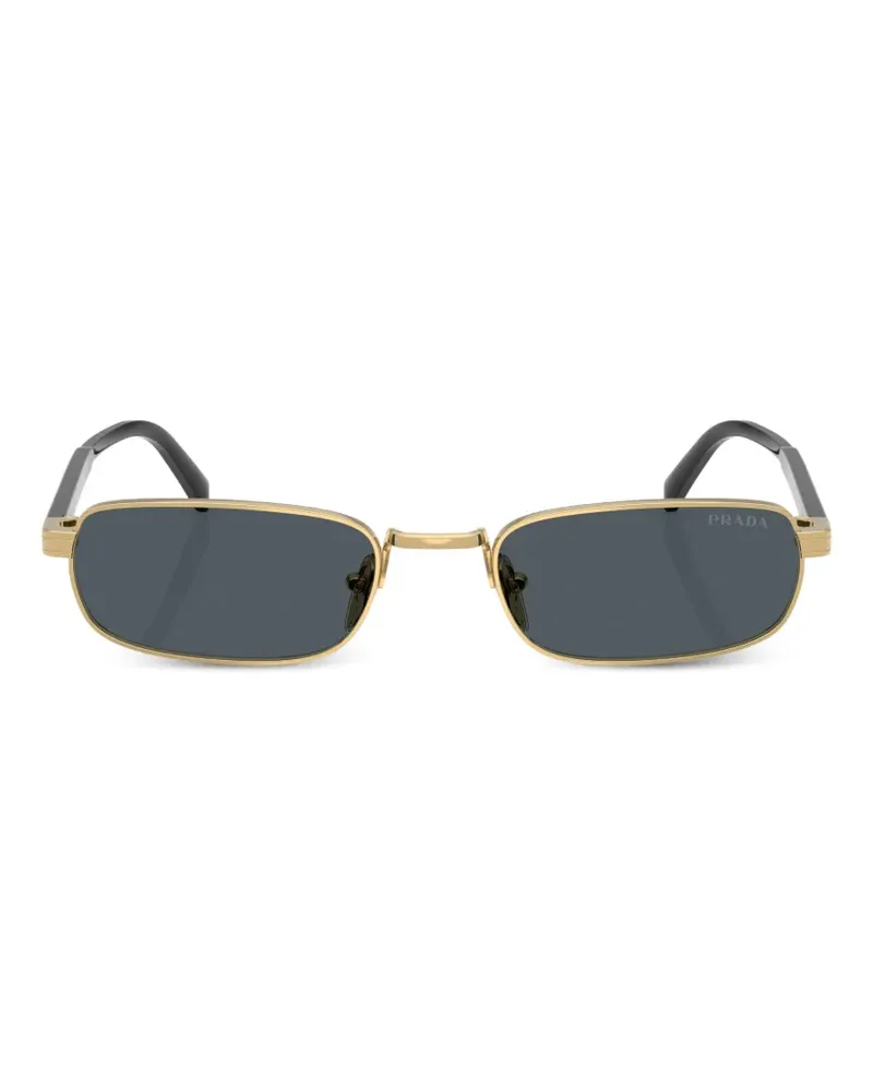 Prada metal plaque rectangle-frame sunglasses - Gold Gold
