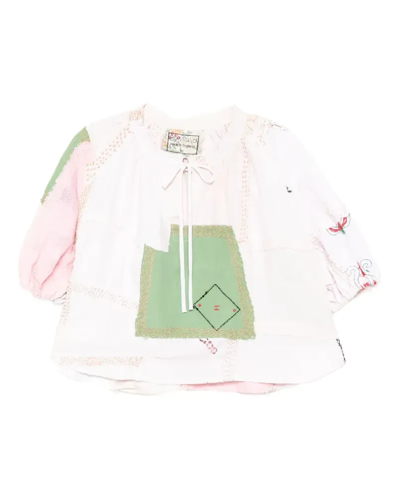 BY WALID Bestickte Bluse im Patchwork-Look - Rosa Rosa