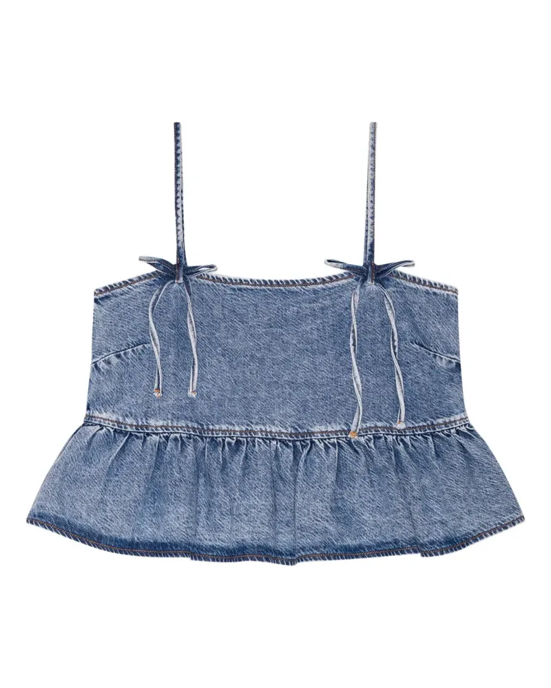 Ganni Denim-Top mit Logo - Blau Blau