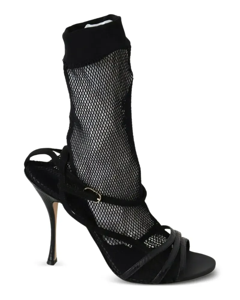 Dolce & Gabbana mesh-overlay buckle-fastening heeled sandals - Schwarz Schwarz