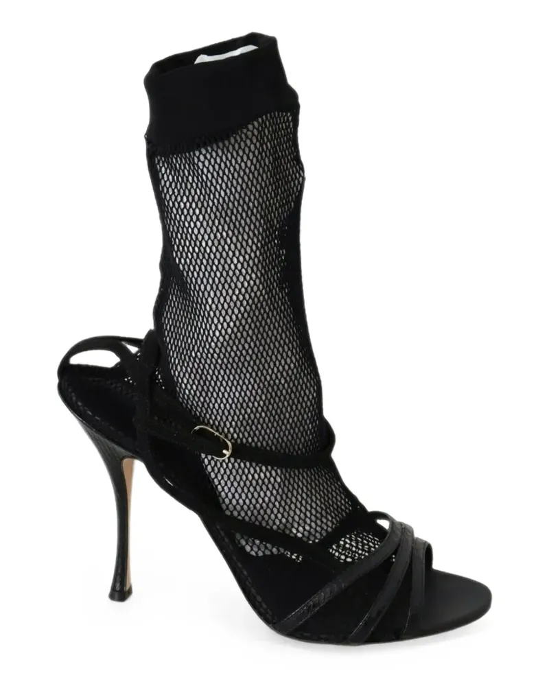 Dolce & Gabbana mesh-overlay buckle-fastening heeled sandals - Schwarz Schwarz