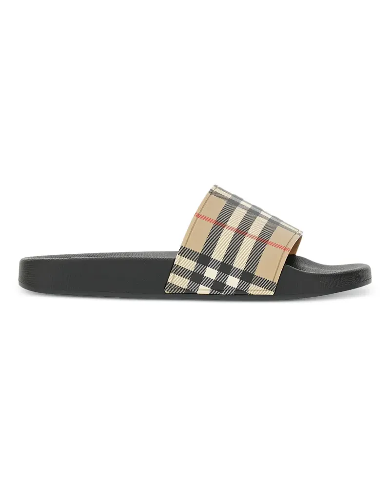 Burberry open-toe check-pattern slides - Nude Nude