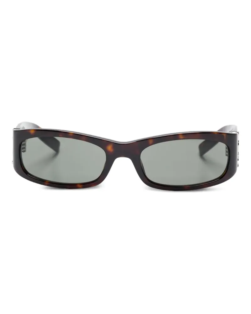 Saint Laurent Eckige Sonnenbrille mit Logo-Schild - Braun Braun