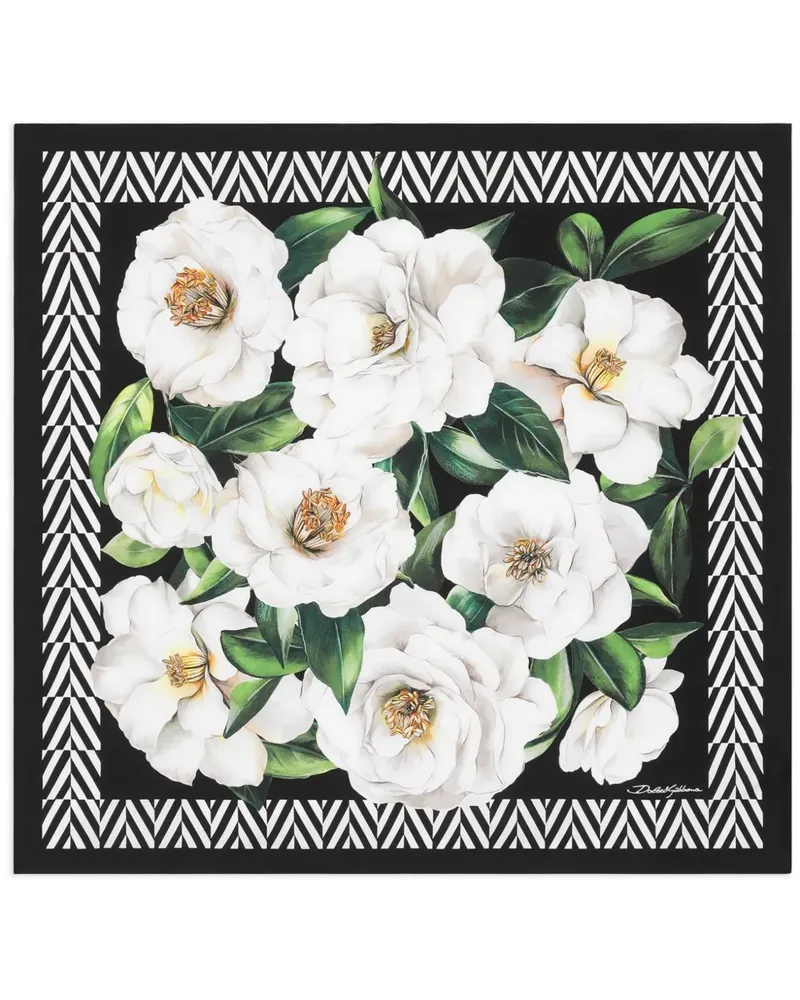 Dolce & Gabbana Schal mit Blumen-Print - Weiß Weiß
