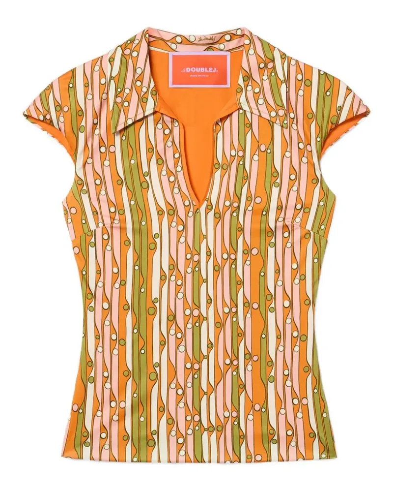 La DoubleJ Ärmelloser Stretch-Polo - Orange Orange