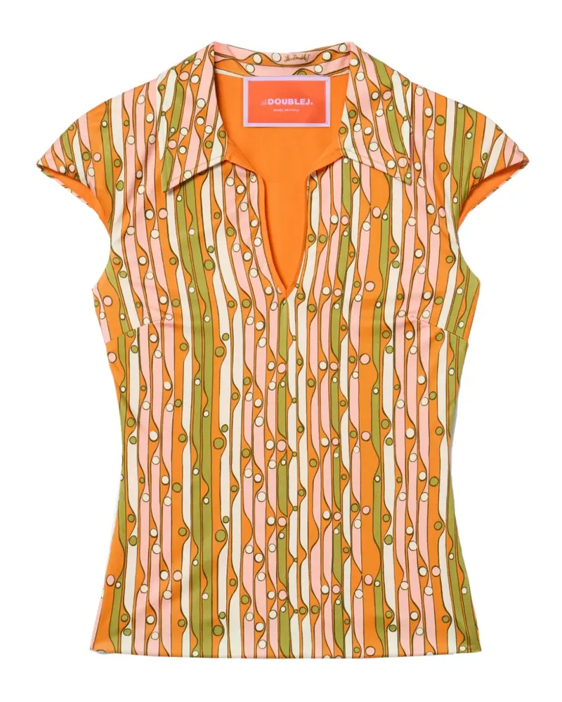 La DoubleJ Ärmelloser Stretch-Polo - Orange Orange