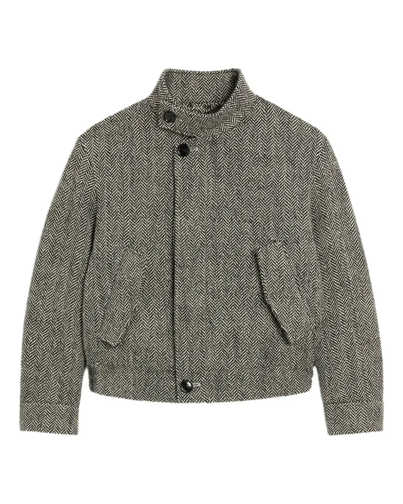 AMI Paris Wattierte Harrington-Jacke aus Wolle - Weiß Weiß