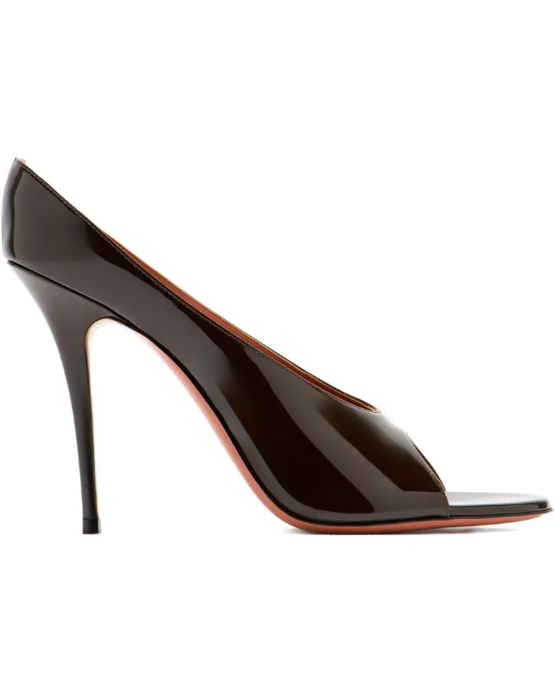 Amina Muaddi Anok Peeptoe-Pumps aus Lackleder - Braun Braun