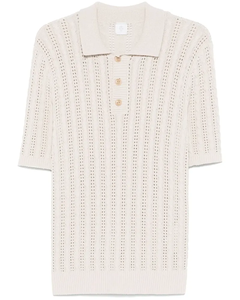 Eleventy Poloshirt mit Zopfmuster - Nude Nude