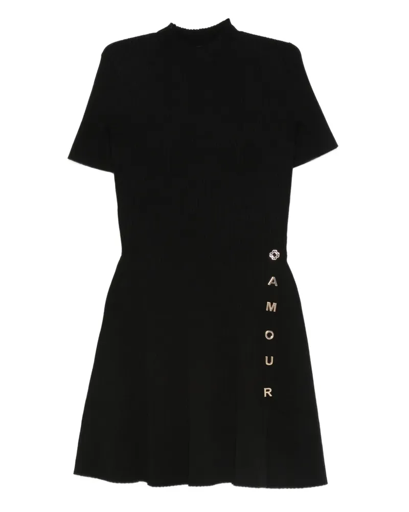 Maje Geripptes Strick-Minikleid mit Knöpfen - Schwarz Schwarz