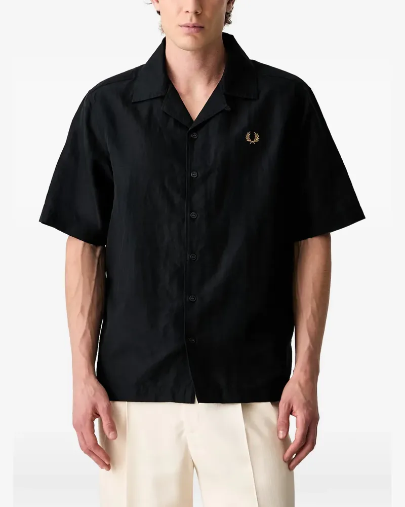 Fred Perry embroidered-logo camp-collar shirt - Schwarz Schwarz