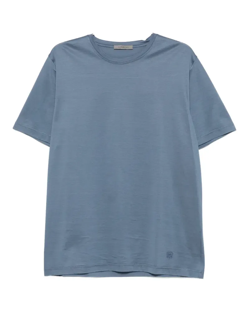 Corneliani logo-embroidered T-shirt - Blau Blau