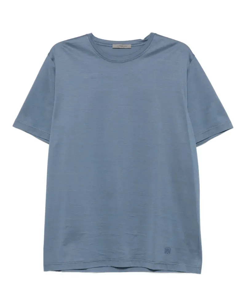 Corneliani logo-embroidered T-shirt - Blau Blau