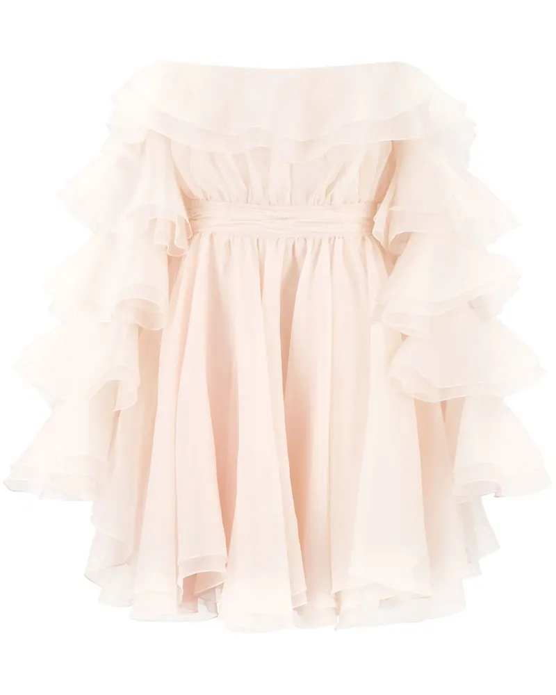 Giambattista Valli Schulterfreies Minikleid mit Rüschen - Nude Nude