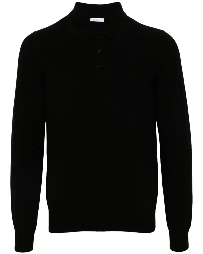 Malo Poloshirt aus Kaschmir - Schwarz Schwarz