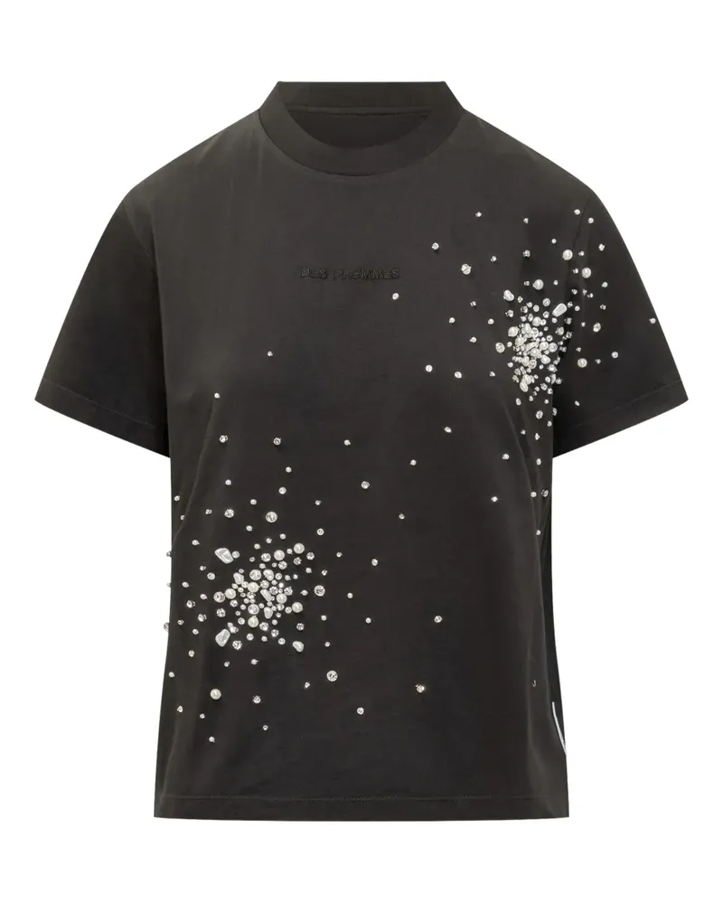 Des Phemmes T-Shirt mit Perlenverzierung - Schwarz Schwarz