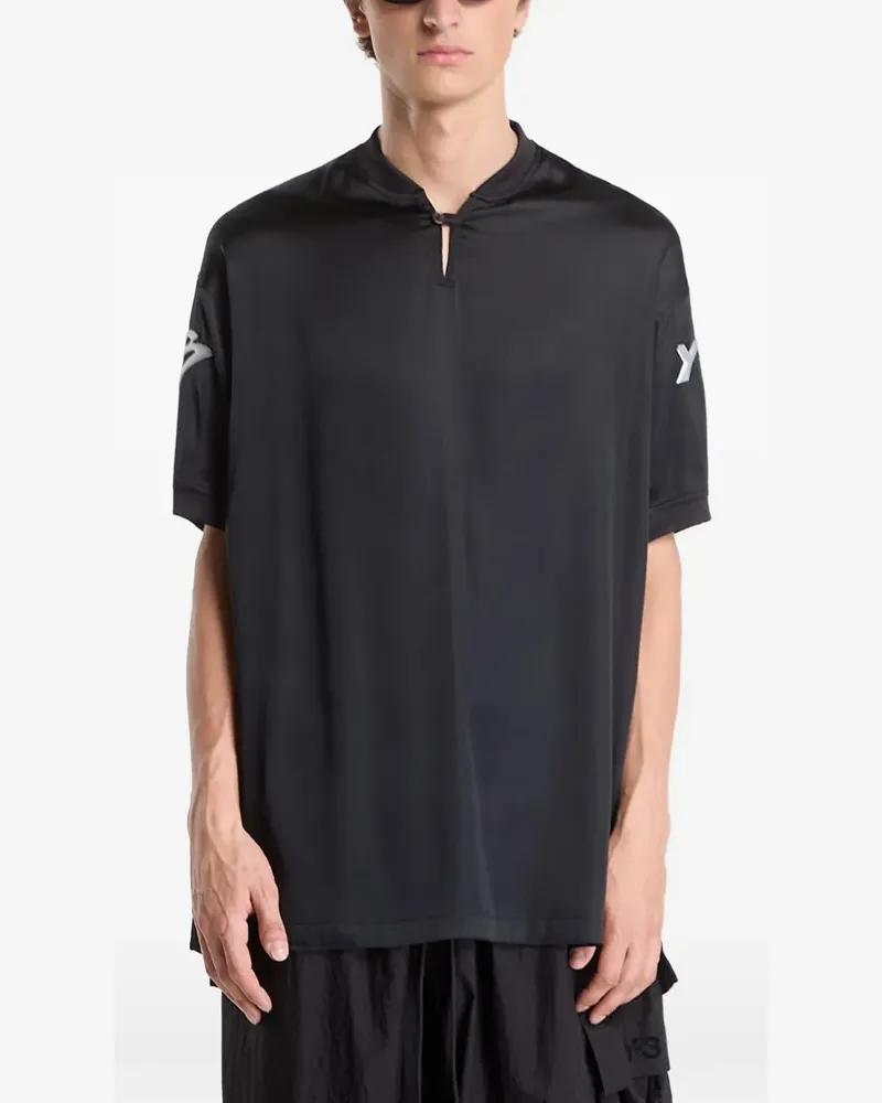 Y-3 Liquid Logo satin T-shirt - Schwarz Schwarz