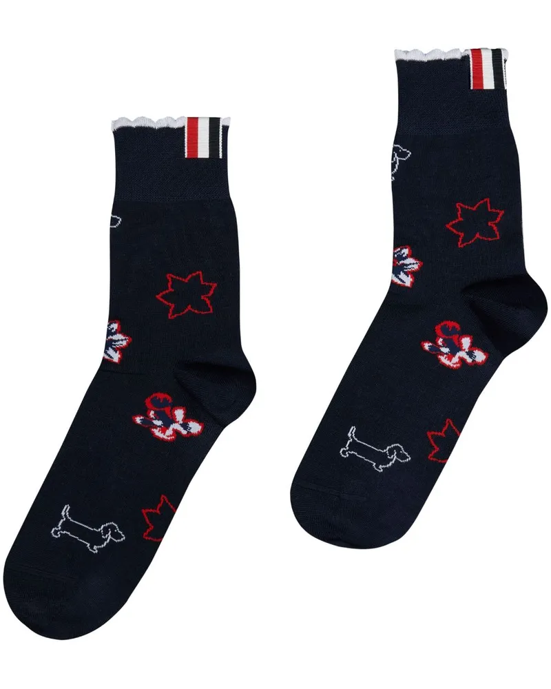 Thom Browne Socken mit Hector-Motiv - Blau Blau