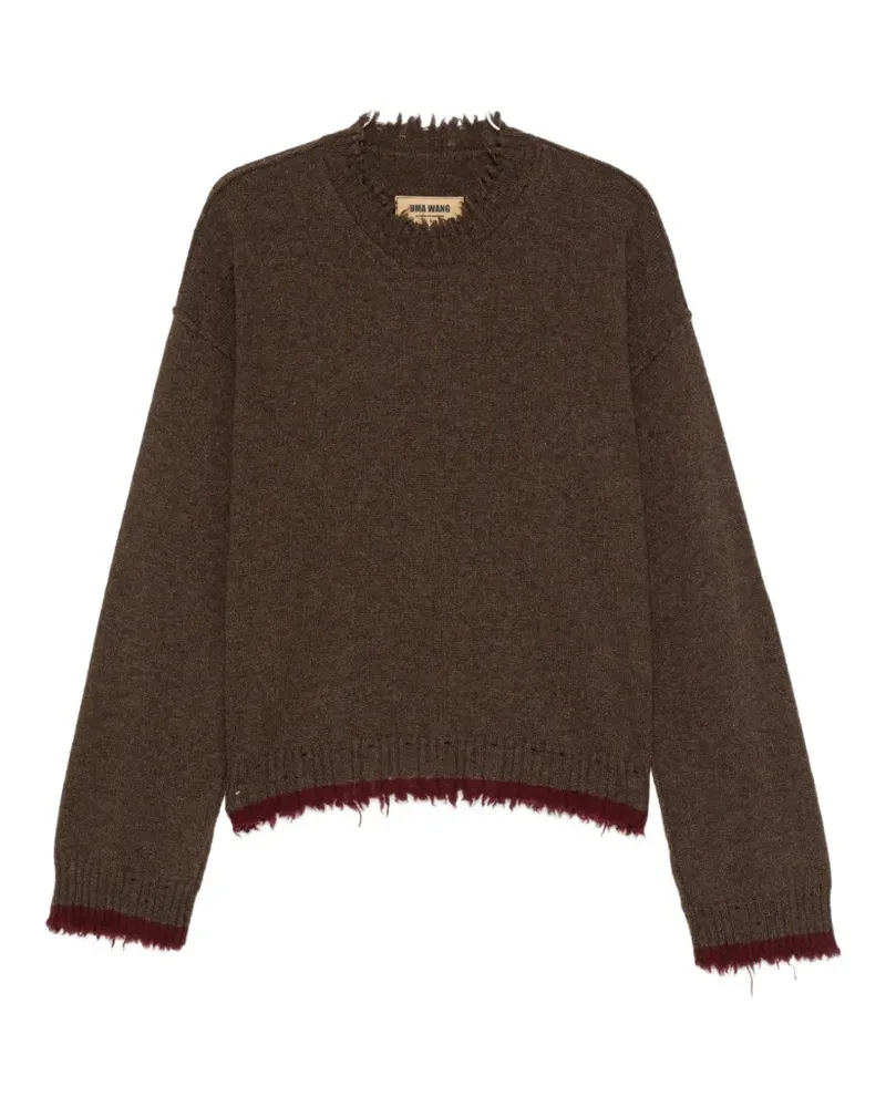 Uma Wang distressed-effect ribbed-trim sweater - Braun Braun