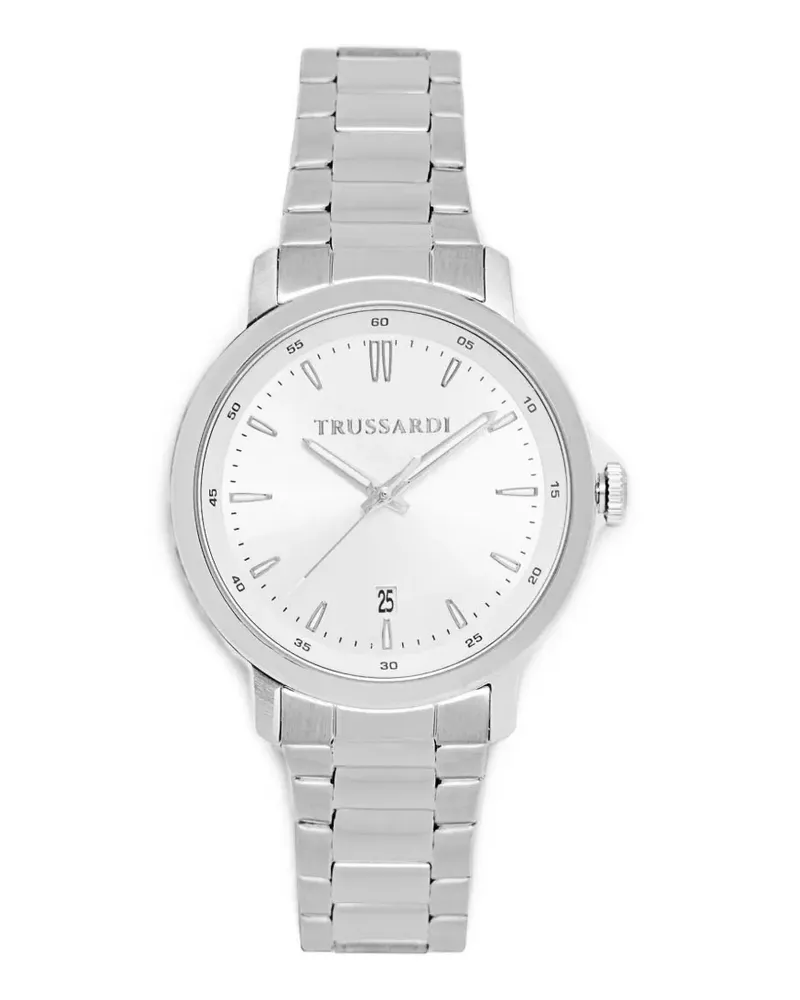 Trussardi Armbanduhr mit Logo-Detail 41mm - Silber Silber