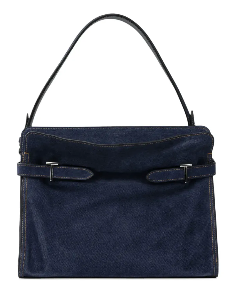 Le Tanneur Große Emie Schultertasche in Jeansoptik aus Wildleder - Blau Blau
