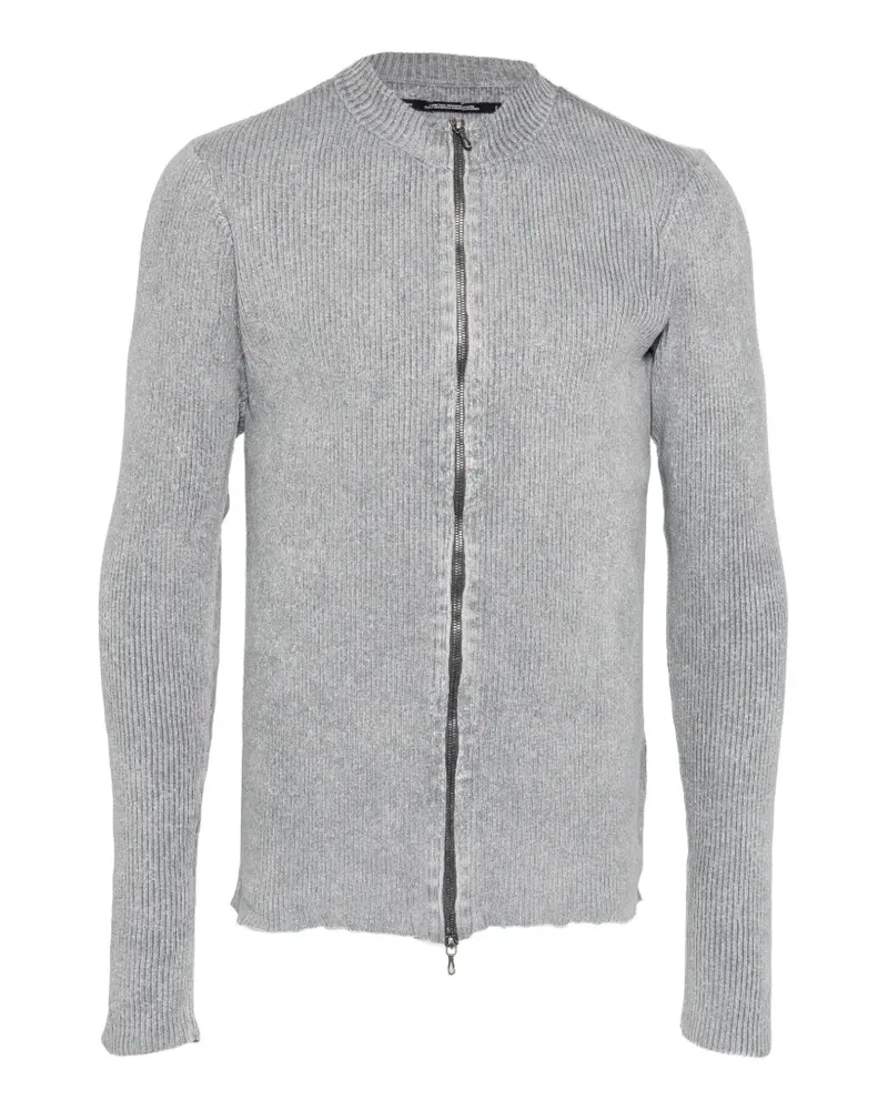 Julius Gerippter Cardigan mit Reißverschluss - Grau Grau