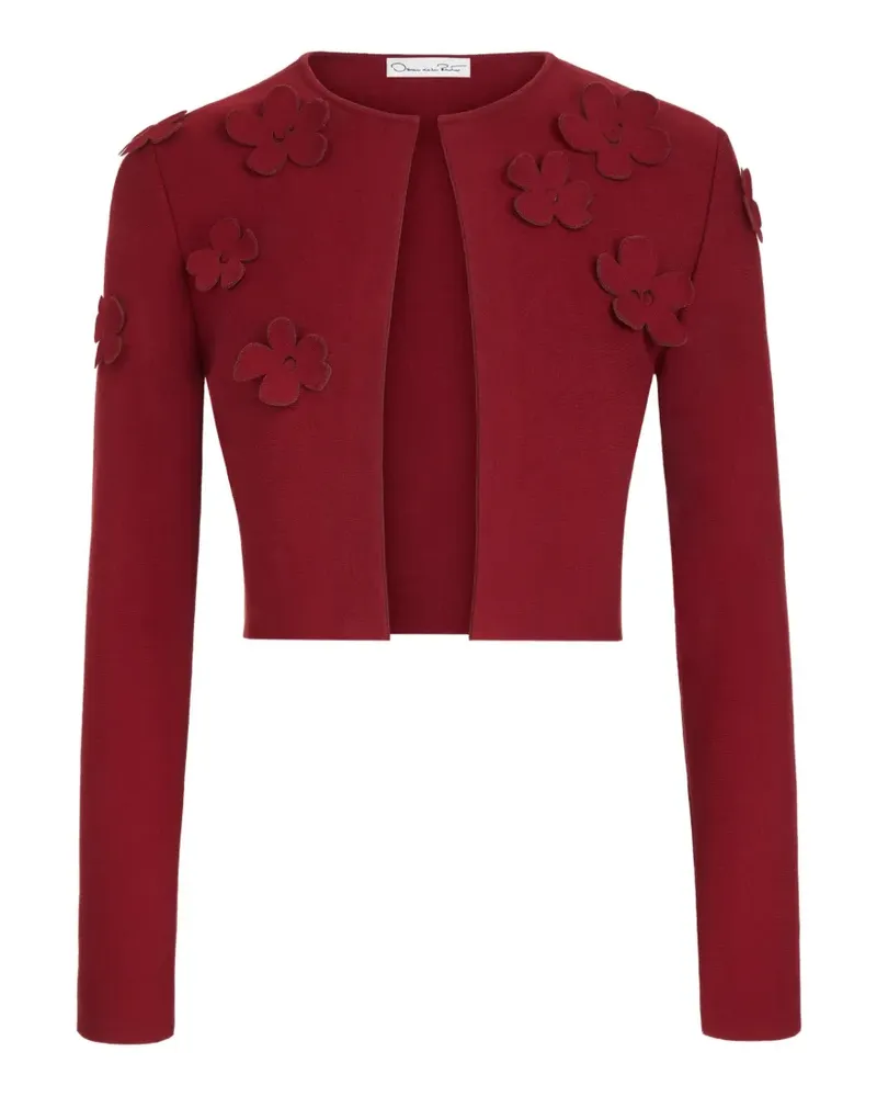 Oscar de la Renta Blumenstrick-Cardigan mit Laser-Cuts - Rot Rot