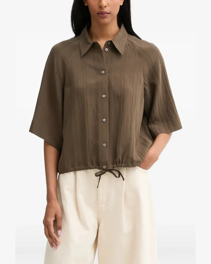 Marc O'Polo drawstring-hem vertical-stripe blouse - Braun Braun