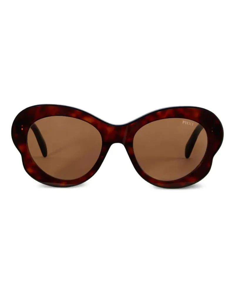 Emilio Pucci Runde Sonnenbrille mit Design-Gestell - Braun Braun