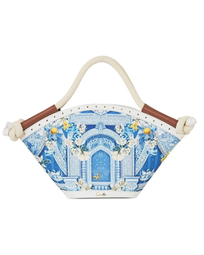 Camilla De Nada Granada floral-print knot tote - Blau Blau