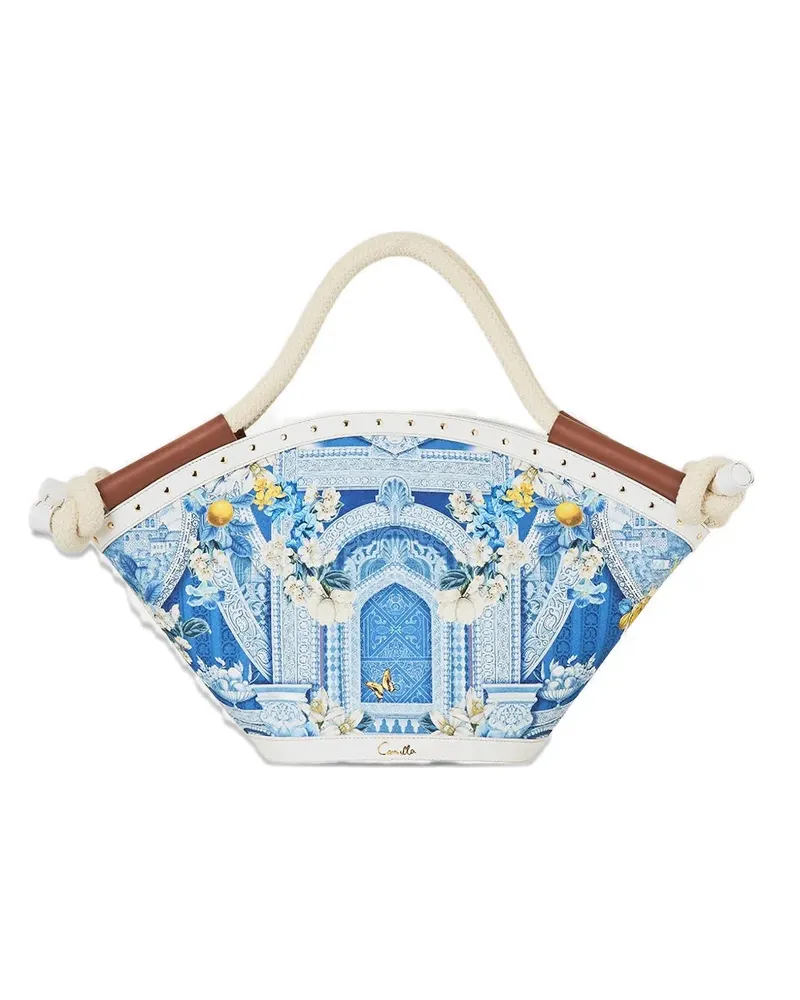 Camilla De Nada Granada floral-print knot tote - Blau Blau