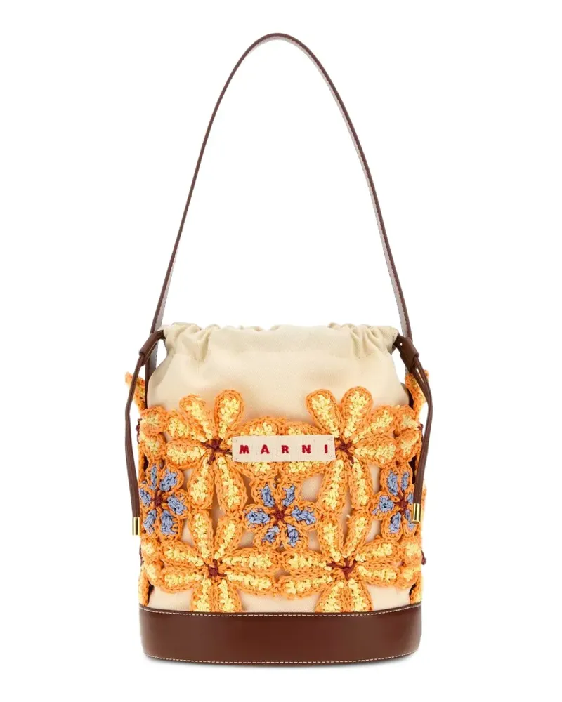 Marni crochet-flower bucket bag - Orange Orange