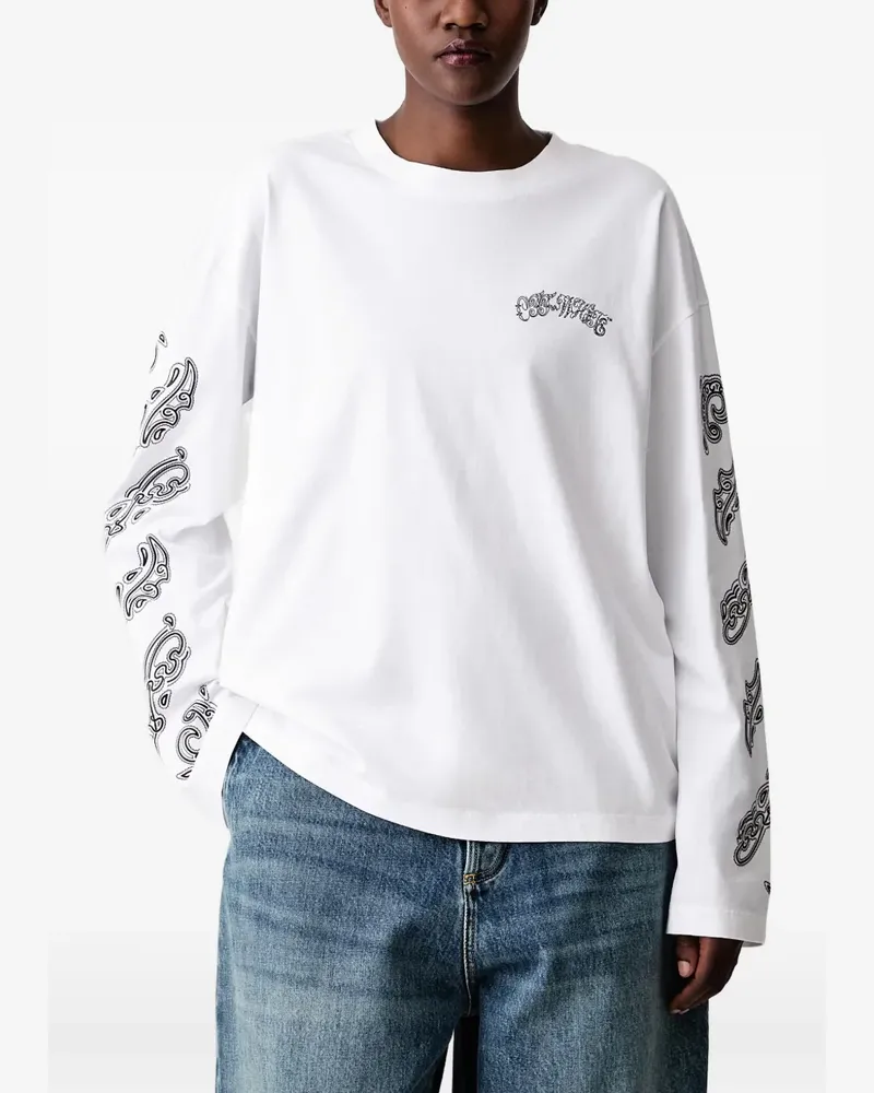 OFF-WHITE Diags Langarmshirt mit Paisley-Print - Weiß Weiß