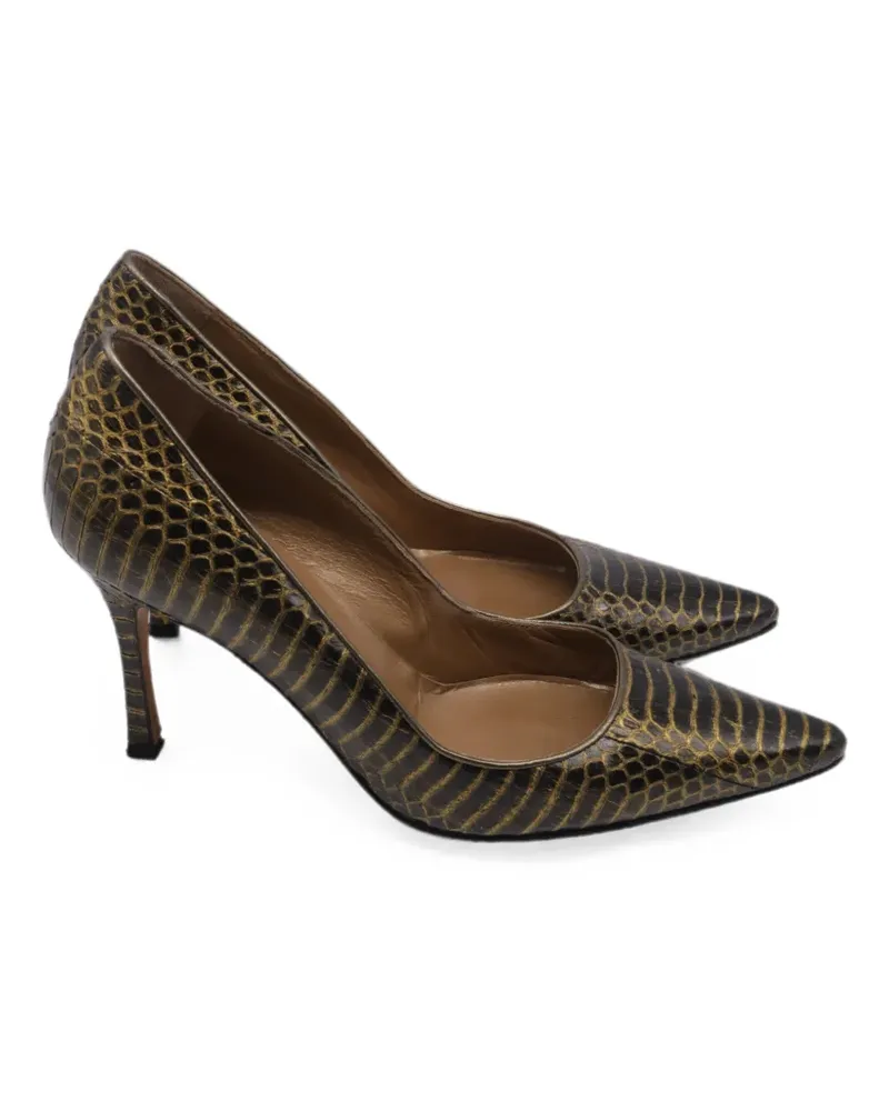 Manolo Blahnik 2010s python-effect pumps - Schwarz Schwarz