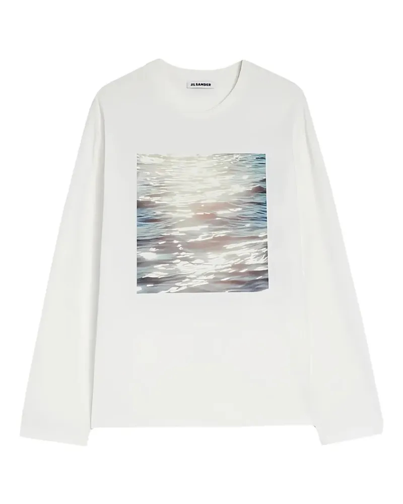 Jil Sander Langarmshirt mit Print - Weiß Weiß