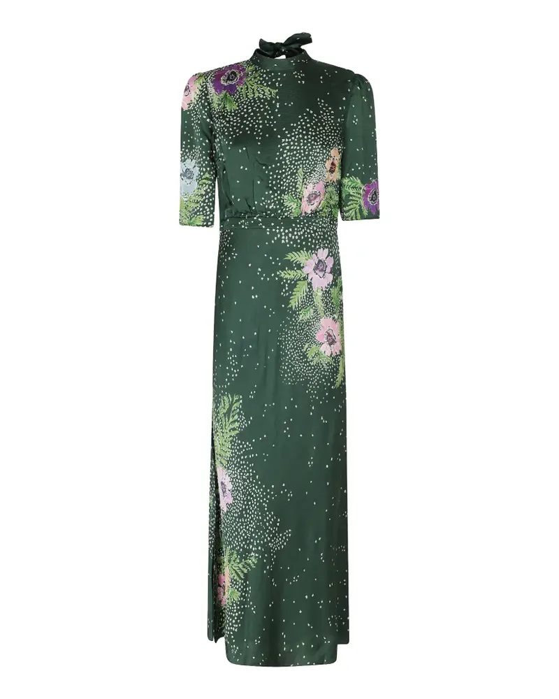 Saloni Adele Kleid aus Seidengemisch mit Blumenprint - Grün Grün