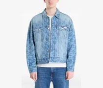 Jeansjacke mit Monogramm-Print - Blau