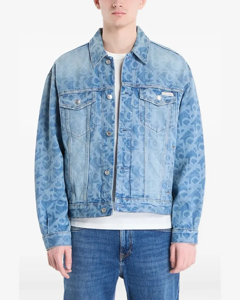Calvin Klein 90s logo monogram-print denim jacket - Blau Blau