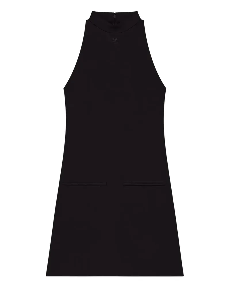 Courrèges Ärmelloses Kleid mit Stehkragen - Schwarz Schwarz