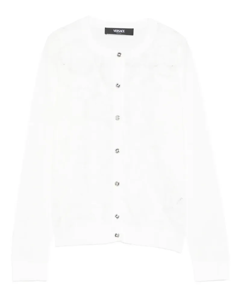 Versace Baroque-pattern lace cardigan - Weiß Weiß