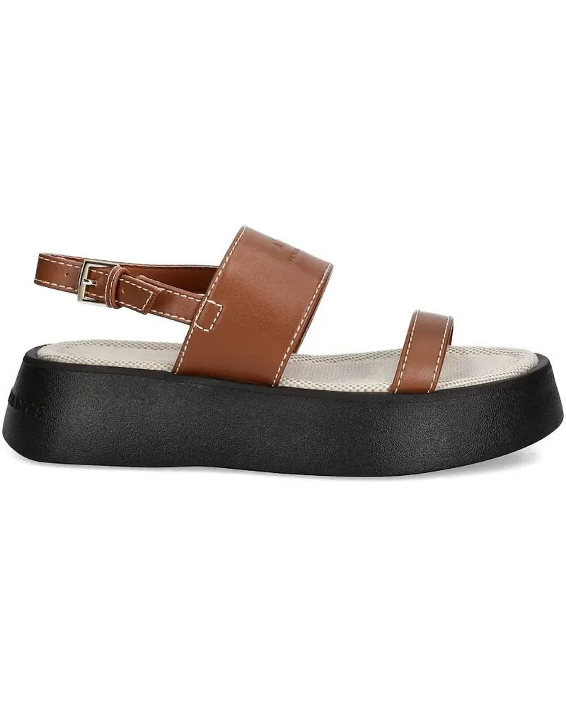 Armani Exchange Plateau-Pantoletten mit Schnallen - Braun Braun