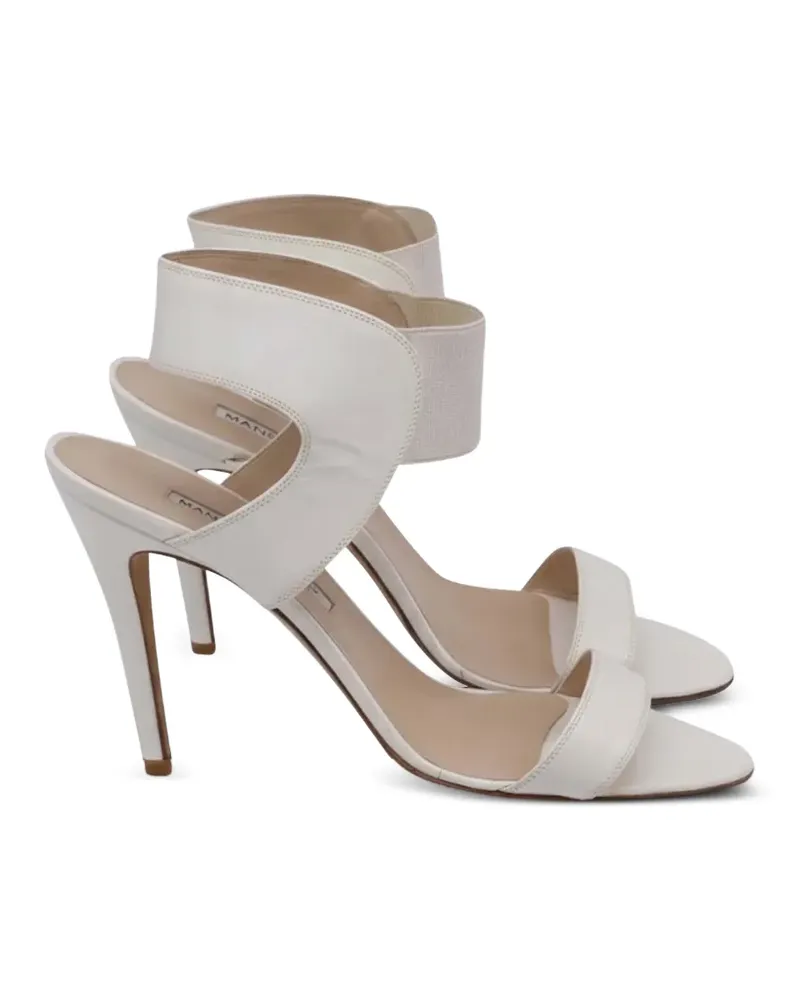 Manolo Blahnik elasticated-strap leather sandals - Weiß Weiß