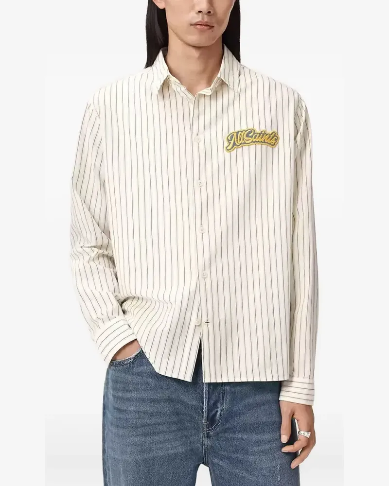 AllSaints Gestreiftes Hemd mit Logo - Nude Nude