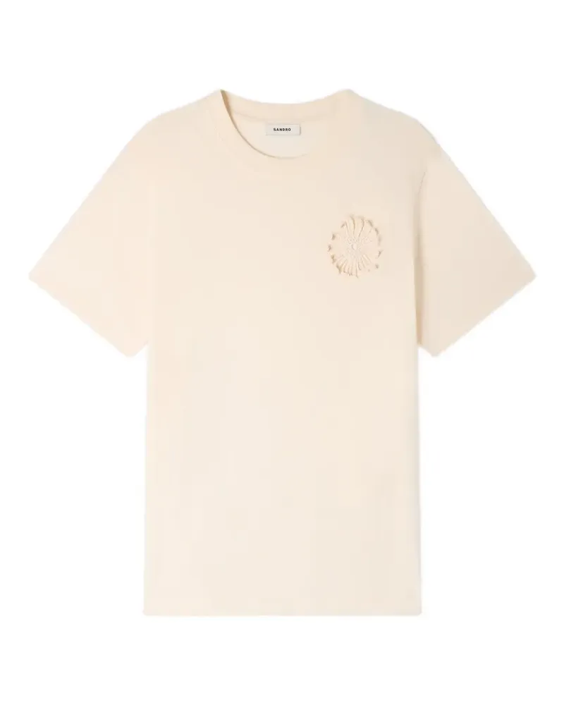 Sandro T-Shirt mit Blumen-Patch - Nude Nude