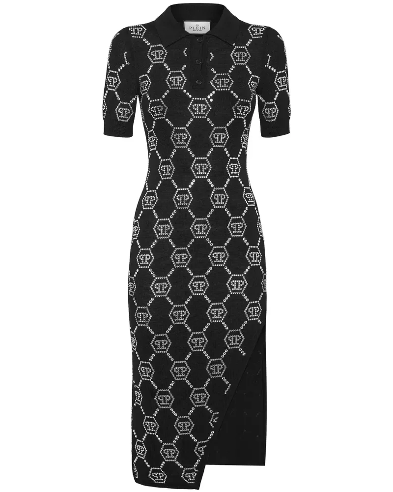 Philipp Plein Poloshirtkleid mit Monogramm - Schwarz Schwarz