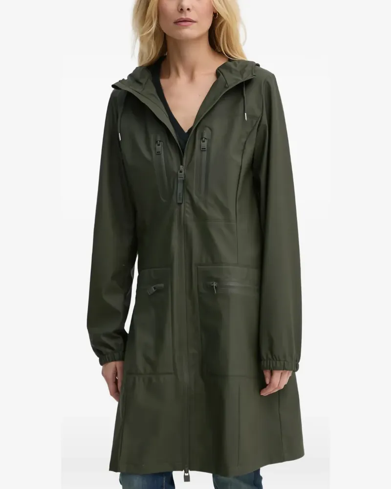 RAINS Cargo Curve hooded zip-up parka - Grün Grün