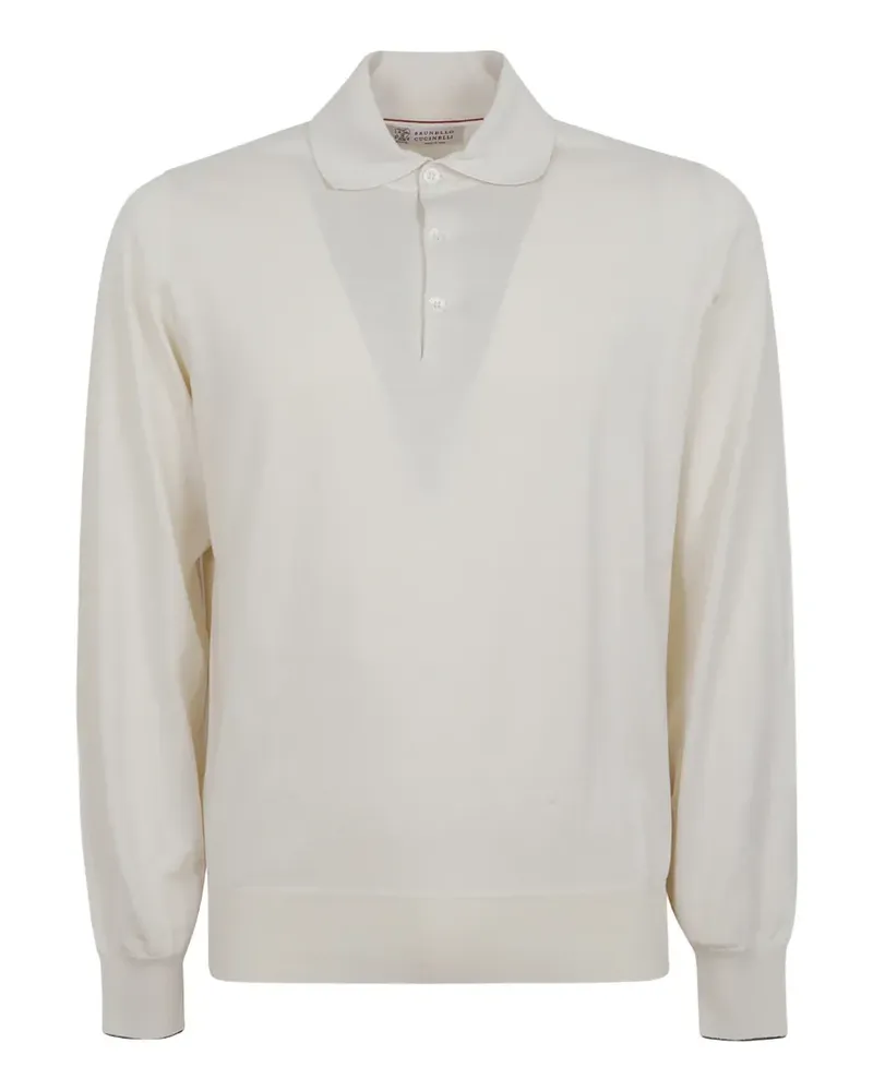 Brunello Cucinelli fine-knit long-sleeve polo shirt - Nude Nude