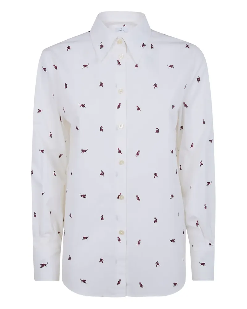 Paul Smith Hemd mit Katzen-Print - Weiß Weiß