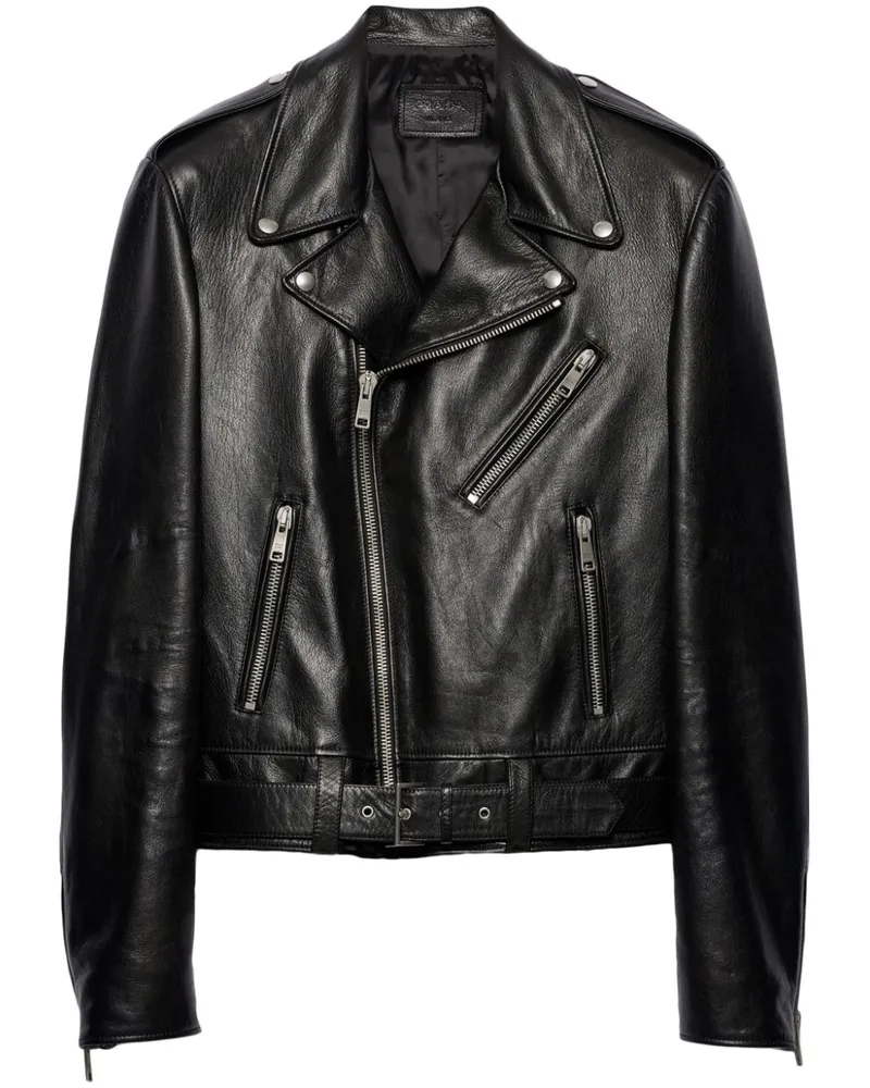 Prada Bikerjacke aus Leder - Schwarz Schwarz