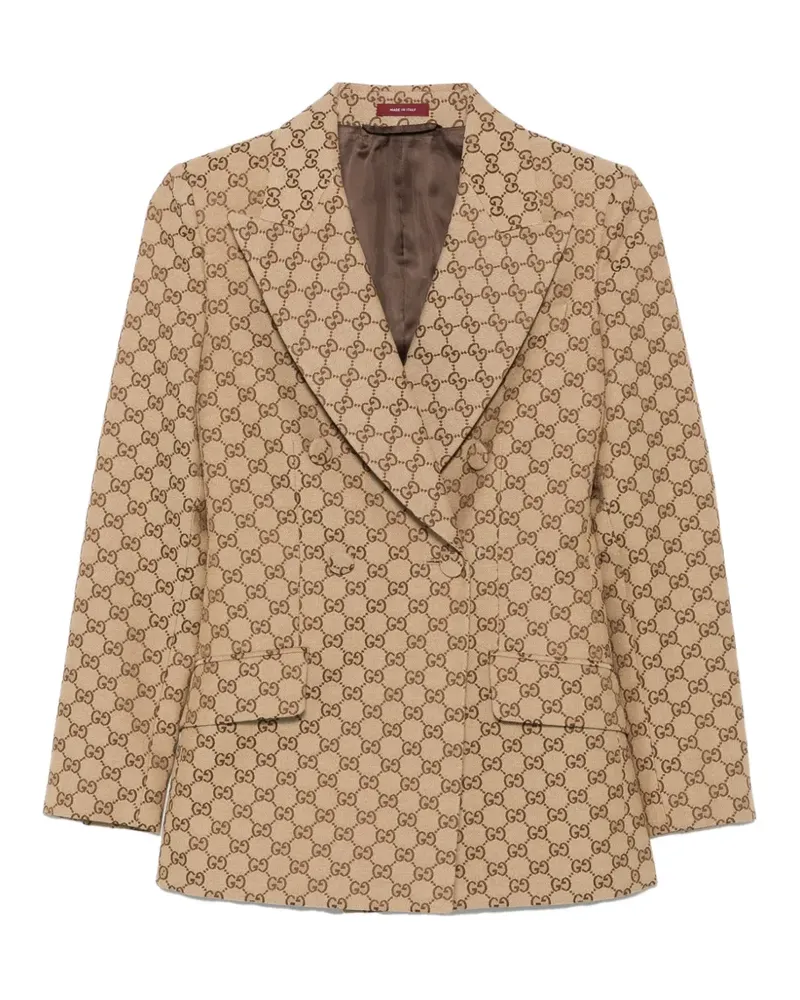 Gucci Doppelreihige Jacke aus GG Canvas - Nude Nude